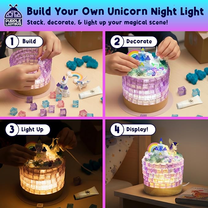 Make Your Own Unicorn Night Light for Girls - Gifts for 7 8 9 10 11 12 Year Old Girls Birthday Gift Unicorn Gift Craft Kits, Crafts for 8-12 Years Old Girl, DIY Arts and Crafts for Kids LED Lamp