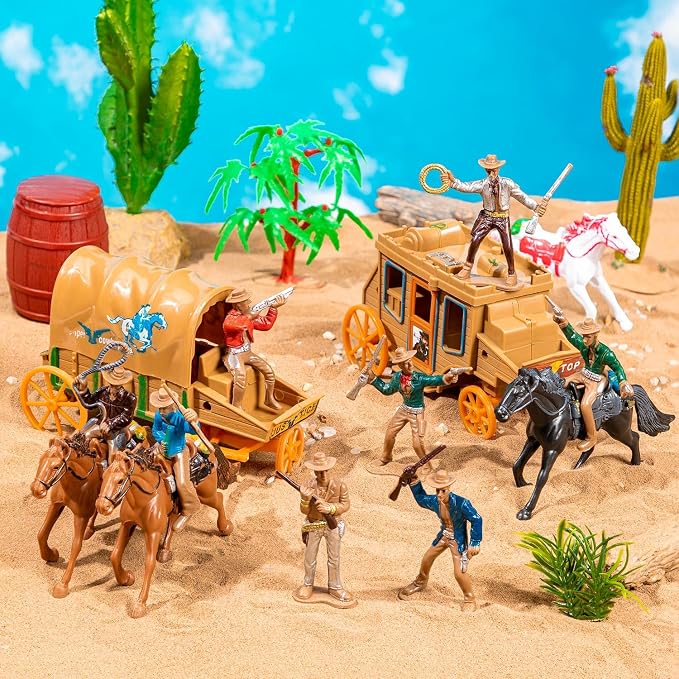 West Cowboys and Indians Toys, Plastic Native American Indians Figures Toys Set for School Project, Kids Educational
