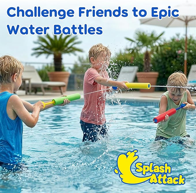 Lehoo Castle Water Guns 12 Pack, Super Water Blaster Soaker Foam Squirt Guns Bulk Beach Pool Outdoor Toys Summer Party Family Games for Kids Adults