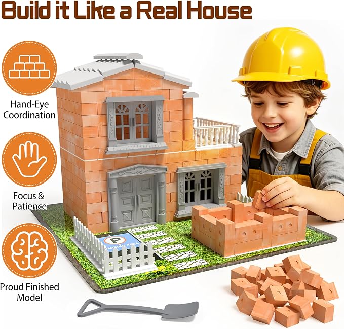 Mini House Building Kit for Kids Ages 8+, Tiny House Building Toy with Real Mini Bricks, STEM DIY Construction Set, Garden Villa Architecture Craft Gift for Boys and Girls