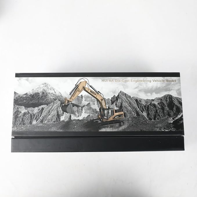 Excavator Toy with Gift Box, 1/40 Alloy Metal Die-Cast Excavator Digger Construction Vehicle Model Decoration Toy Gift for Boys Mens-Yellow