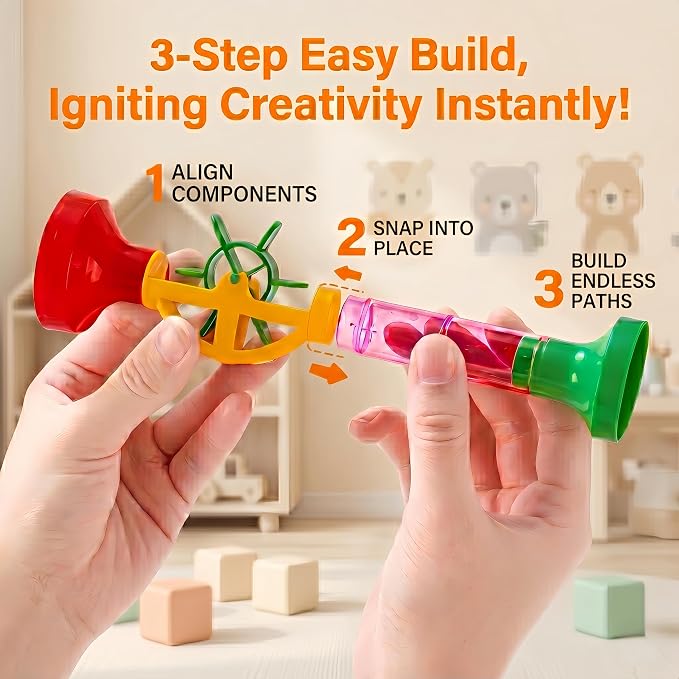 232 PCS Marble Run STEM Building Toys for 3+ Years, Creative Marbel Run with 45 Colourful Plastic Marbles, Educational Construction Track Set, Gift for 3 4 5 6-8-12 Year Olds Boys Girls