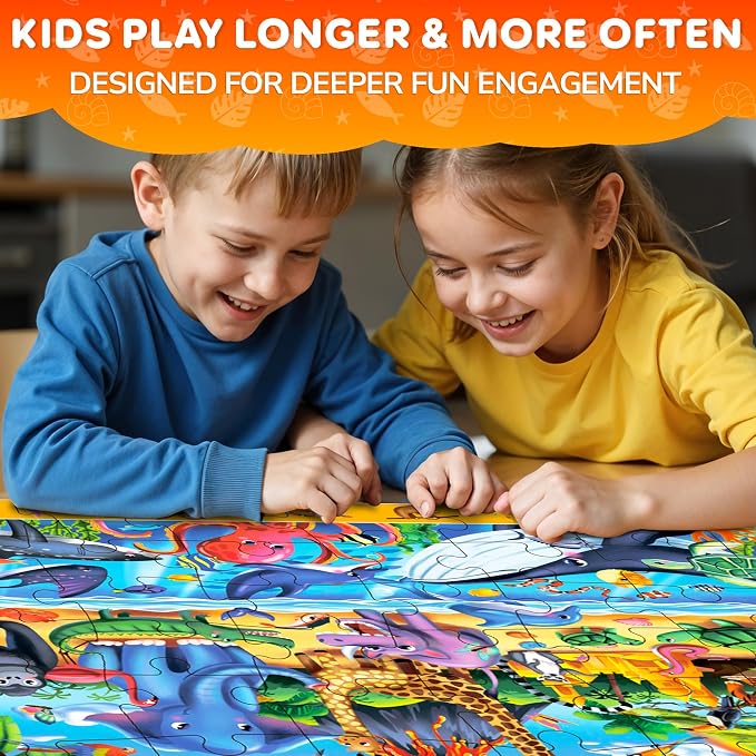 QUOKKA Giant Floor Puzzles for Kids Ages 4-6 – 2x3 Ft Search and Find Jumbo Jigsaw Puzzles for Kids Ages 3-5 – 48 Above and Beyond Africa Animals Scene for 4-8 yo – Toy with Gift Box for Toddlers