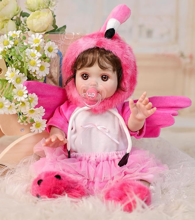 Reborn Baby Dolls, 18 Inch Large Realistic Hand-Rooted Hair Lifelike Baby Dolls with Accessories for 3+ Year Old Girls Gifts, Pretend Play, Collection