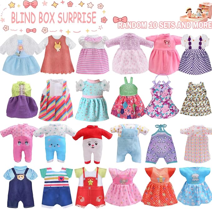 Alive Baby Doll Clothes and Accessories - 10 Sets Girl Doll Clothes Dress for 12 13 14 15 Inch Dolls, Baby Doll Clothes - Dolls Outfits Accessories with Hairpin & Underwear 22 Pcs for Girls Gift