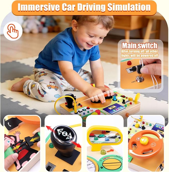 Konijiwa Busy Board - Montessori Toys for 1-3 Years Old Boys & Girls | Sensory Toys for Kids with Autism | Toddlers Learning Activity for Early Development (Busy Board v6)