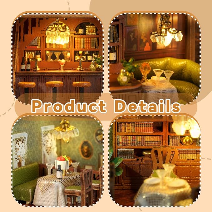 Flever Dollhouse Miniature DIY House Kit Creative Room with Furniture for Romantic Valentine's Gift (Corner Restaurant)