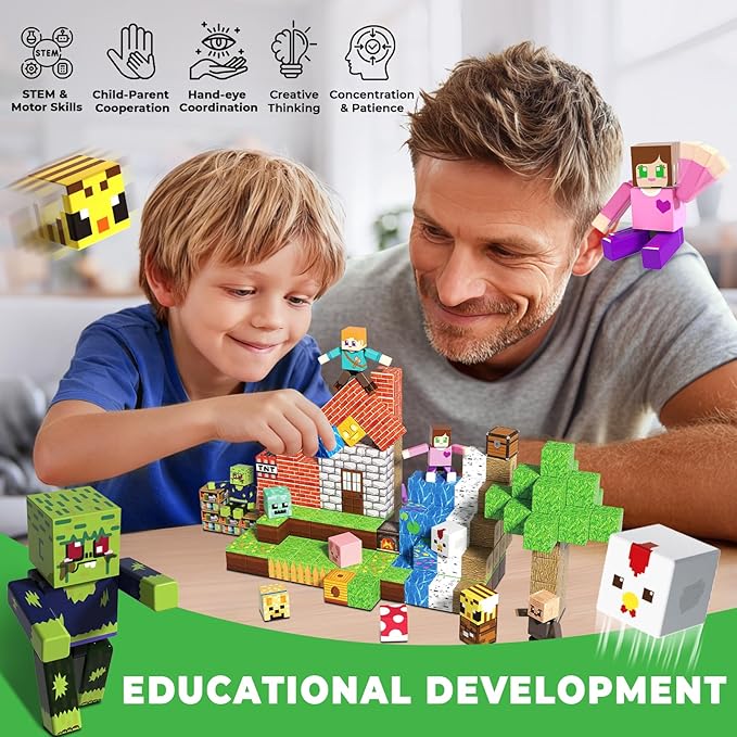 160 Pcs Magnetic Blocks - Magnetic Building Blocks for Kids Ages 4-8, Magnet Cubes Stacking Toy, Classroom STEM Toys, Birthday Gift for 3+ Year Old Boys Girls (Patent Pending)