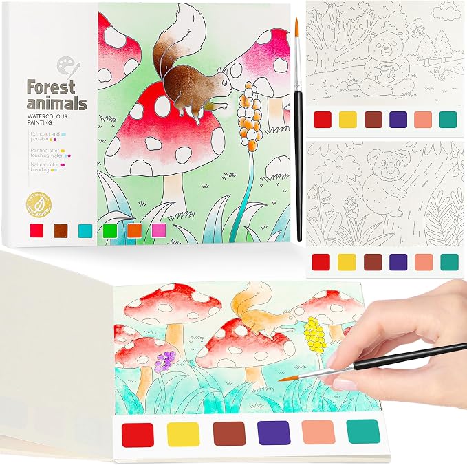 Water Coloring Book,Paint with Water Books for Kids Ages 3-5,Watercolor Painting Book for Toddlers 4-6,Creative Arts and Crafts & Airplane Travel Essentials for Boys Girls