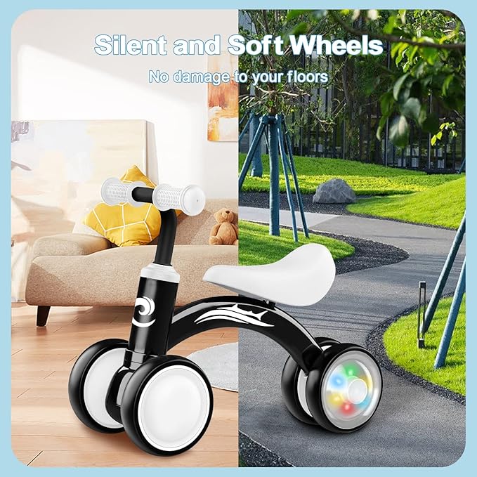 Gamfeiny Colorful Lighting Baby Balance Bike Toys for 1 Year Old Boy Girl Gifts, 10-36 Month Toddler Balance Bike, No Pedal 4 Silence Wheels & Soft Seat First Riding on Toys, 1st Birthday Gifts