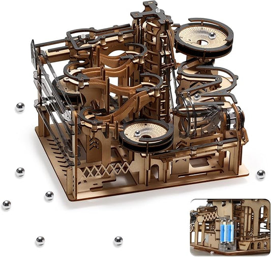 Sainsmart Jr. 3D Wooden Puzzles for Adults, Electric Marble Run Building Kit, Wooden Model Kits Spaceport, Creative Gifts for Teens Ages 14+ (Galaxy Walk)