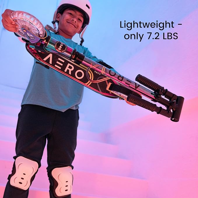 Aero Scooter for Kids 5-8 | Dynamic Lights, Hand Brake & Shock Absorption | Boys Girls 2 Wheels Kick Scooter | Foldable & Height Adjustable