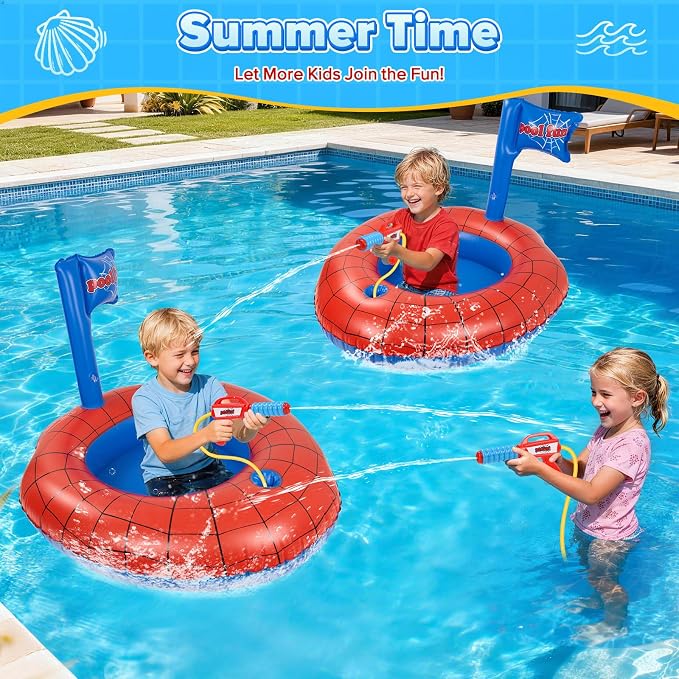 Kids Pool Float with Water Gun, Inflatable Ride-on Kids Pool Floats Toys for Boys & Girls Ages 3 4 5 6 7 8, Toddlers Pool Toys for Swimming Pool, Beach, Summer Outdoor Games