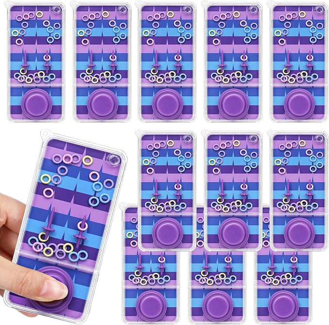 12 Pcs Video Game Party Favors for Kids Handheld Water Games Water Ring Toss Toys, Gaming Birthday Goodie Bags Stuffers Return Gifts Classroom Prize Rewards Bulk