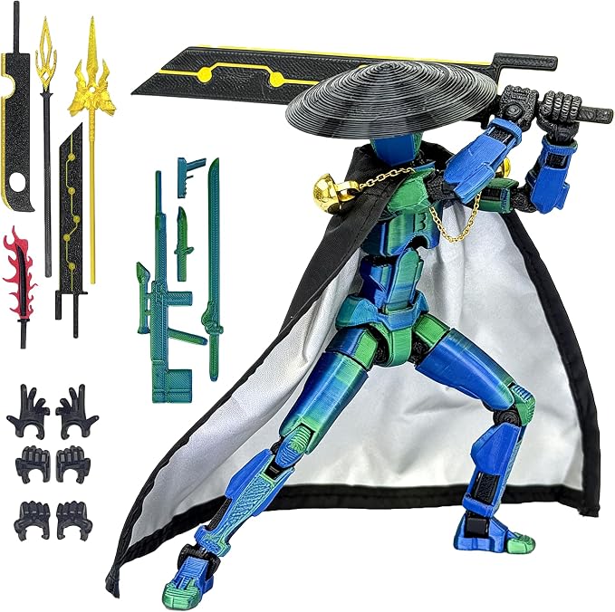T13 Assembly Completed Action Figures,T-13 Action Figure, Robo 13 3D Printed Action Figure - The Ultimate Hero for Action-Packed Playtime,5.2 Inch, Blue Green