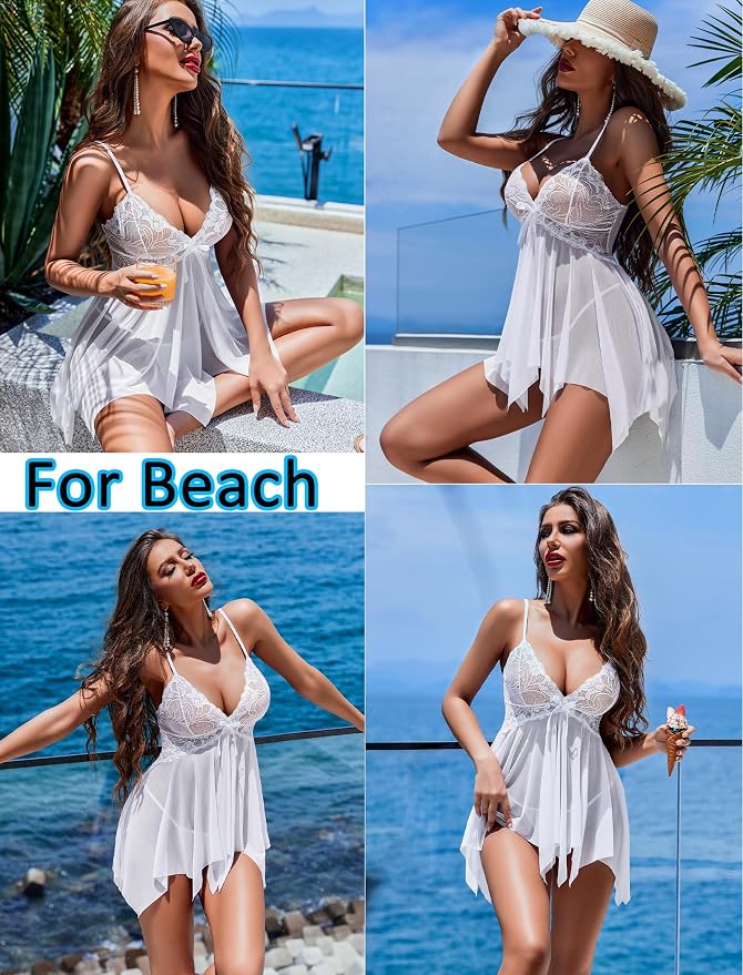 Avidlove Lingerie for Women Lace Babydoll Sleepwear Boudoir Outfits Plus Size Langeray XS-5XL