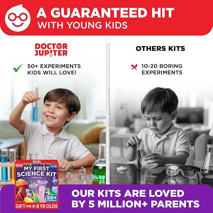 Doctor Jupiter My First Science Kit for Kids Ages 4-5-6-7-8 | Birthday Gift Ideas for 4+ Year Old Boys & Girls | Toy Stem Kit with 50+ Experiments | Learning & Educational Projects