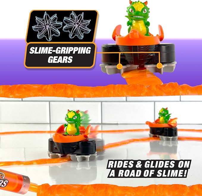 Slime Riders Motorized Rechargeable Toy Car with Slime Road Race Track Builder - (Draco the Dragon)