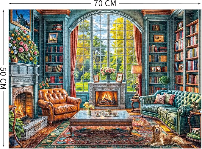 Warm Study Room Puzzles for Adults 1000 Piece, Jigsaw Puzzles for Adults, Adult Challenging Game Toys, Impossible Puzzle, Family Decoration Puzzle