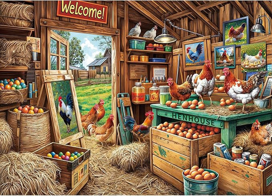 Chicken Coop Puzzles for Adults 1000 Piece, Jigsaw Puzzles for Adults, Adult Challenging Game Toys, Impossible Puzzle, Family Decoration Puzzle, Gifts for Father's Day