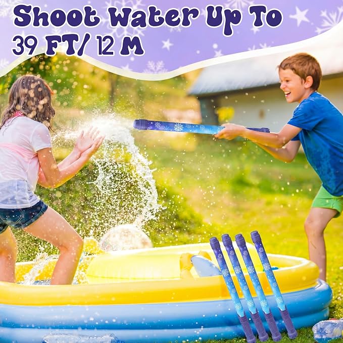 Halloscume 12 Pack Snowflake Water Blaster 15.75 in Snowflake Water Shooter Blasters Gun Party Favors for Kids Summer Outdoor Swimming Pool Backyard Beach Summer Games