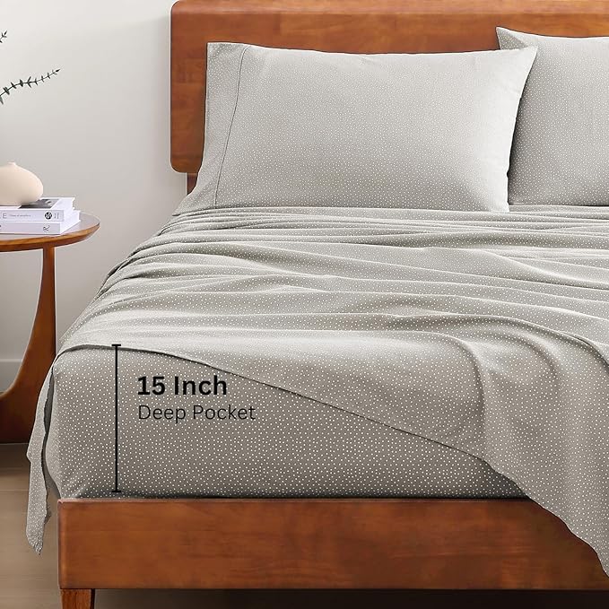 LANE LINEN Twin XL Sheet Set 100% Organic Cotton Cooling Soft - Snowdrop | Twin XL Sheets In Organic Cotton Percale - Crisp Cool Percale Weave, Great For Gifting, Easy-Care Machine Washable