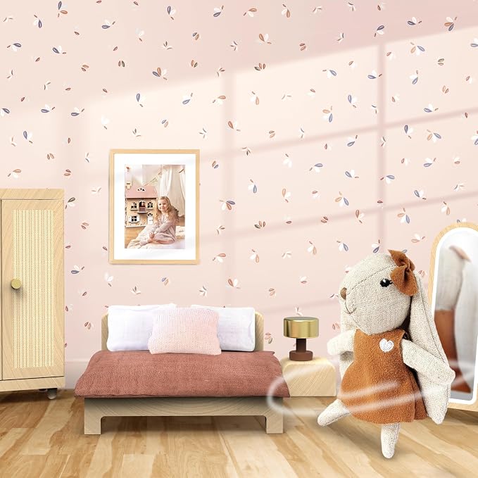 SPEEDY MONKEY Doll House Bedroom Playset – Wooden Playhouse with Bunny Character & Furnitures Set for Kids, Pretend Play Dollhouse and Imaginative Room Décor Storytelling for Toddlers & Preschoolers