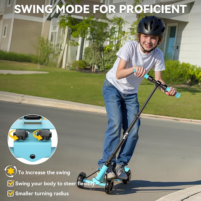 4-Wheel Electric Scooter for Kids w/ 250W Motor, Max 10 MPH & 8.5 Miles, Foldable E-Scooter for Kids with Rainbow Lights, LED Display, 5 Speeds & Adjustable Balance, UL-2272 Certified