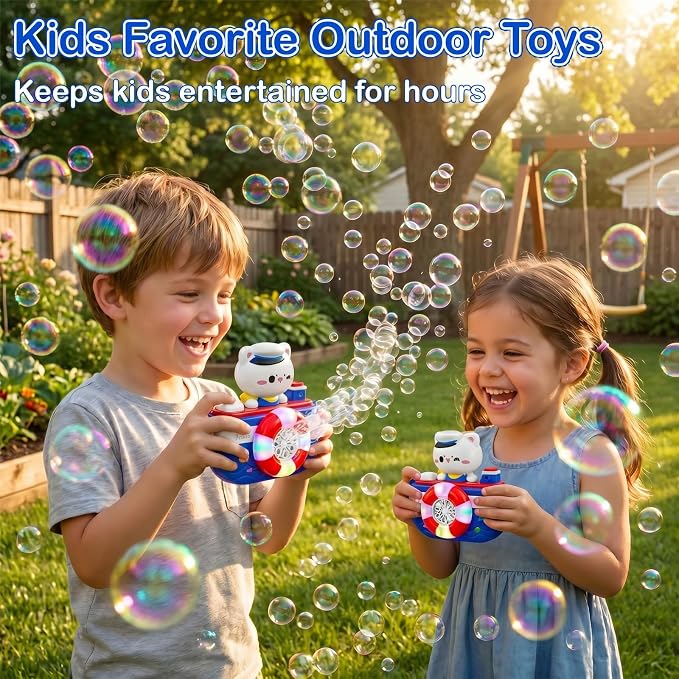 Kids Bubble Camera with Rechargeable Battery & 5 Refills, Automatic Bubble Blower Machine with Music & LED Lights, Outdoor Summer Toys for Toddlers Age 4-8, Birthday Gifts for Boys & Girls