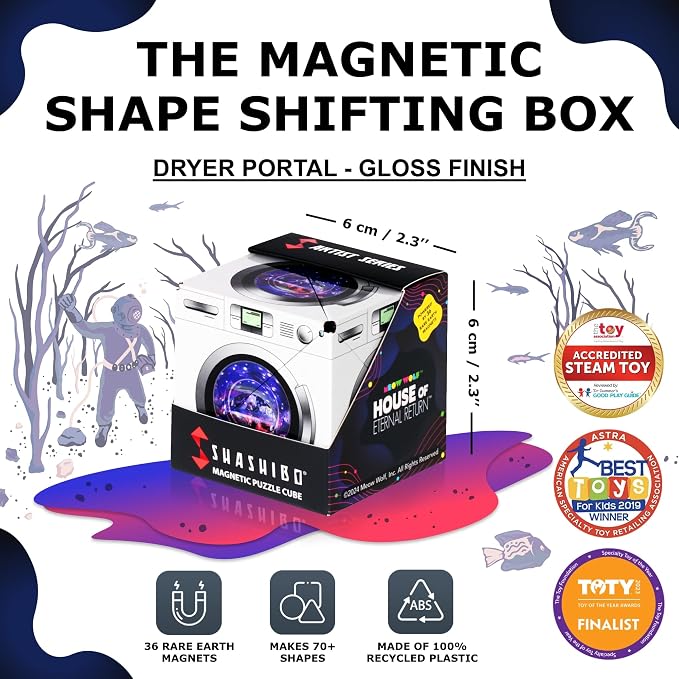 Shashibo Sensory Fidget Toy for Adults & Kids, Stress Relief Fidget Toy for Adults, Teens & Kids, Cool Fidget Toys for Desk, Classroom Must Have, Sensory Shape Shifting Cube, 100+ Possible Shapes