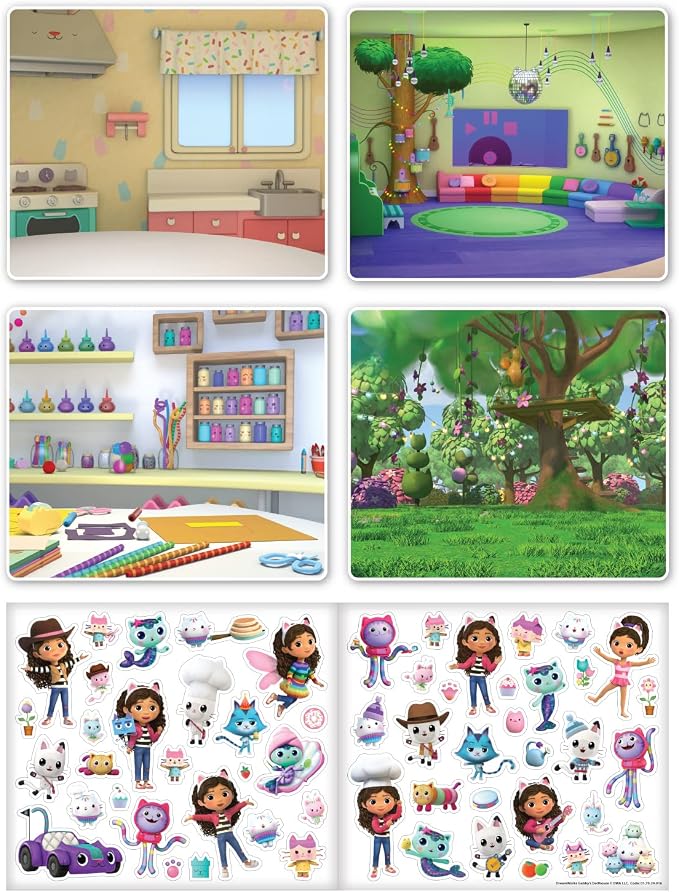 Paper Projects 01.70.29.016 Gabby's Dollhouse Activity Set | Includes 6 Scenes and Around 50 Stickers, 23.5cm x 15cm