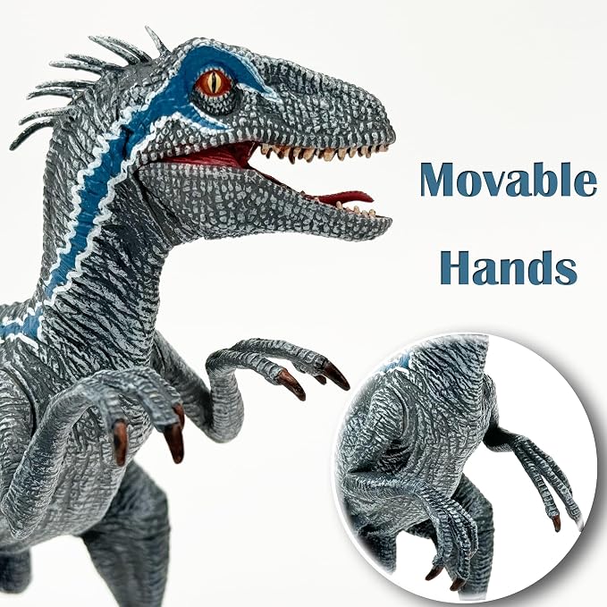 Gemini&Genius Velociraptor Dinosaur Toy for Kids and Dino Lovers, Super Raptor Dinosaur with Moveable Jaw and Hands, Realistic and Funny Dino Gift, Display, Collection and Decoration
