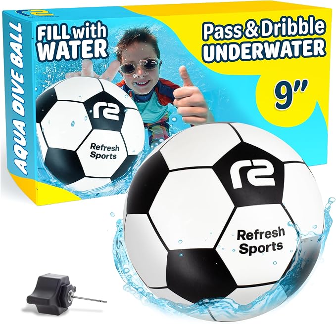 Aqua Dive Soccer Ball – Fun Underwater Pool Toy for Ages 8-12 – Outdoor Ball Game for Kids – Kick, Pass, or Catch – Ideal Water Toys for Summer Pool Parties & Beach Games - Fun Gift For Boys & Girls
