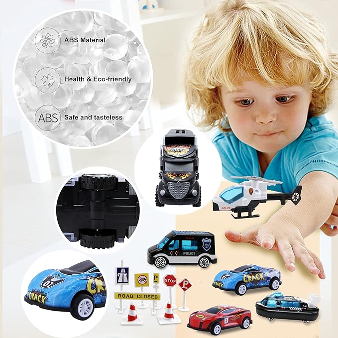 Toddler Toys for 3-4 Year Old Boys,Large Transport Cars Carrier Set Truck Toys with 12 Die cast Vehicles Truck Toys Cars,Ideal Christmas Easter Gifts Toys for Kids Age 3-7
