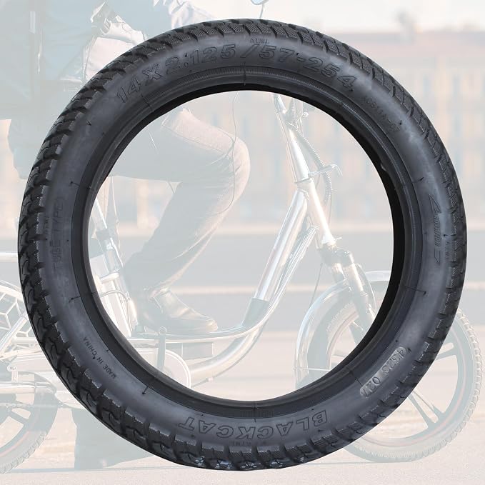 Libereco 2 Pack Electrc Bike Tire 14x2.125 (57-254 for 10" Rim) with 2 Bent Valve Tubes 3 Tire Levers Anti-Slip Folding E-Bike Tire, Kids Bike Tire