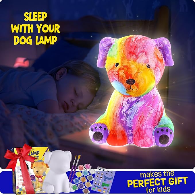 LAOESE Paint Your Own Dog Lamp Kit, Art Supplies Painting Kits for Kids, Arts and Crafts for Kids Ages 8-12, Dog Toys Girls Boys Birthday Gifts for Kids Ages 3 4 5 6 7 8 9 10 11 12+