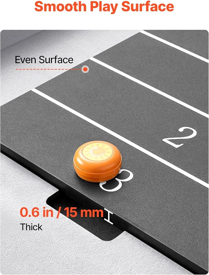 VEVOR 7ft 9ft 12ft Shuffleboard Table 2 in 1 Shuffleboard and Bowling Combo Set, Shuffle Board with Scratch-Resistant Playfield, Pucks, Bowling Set, Wax, Brush for Family Game Rooms