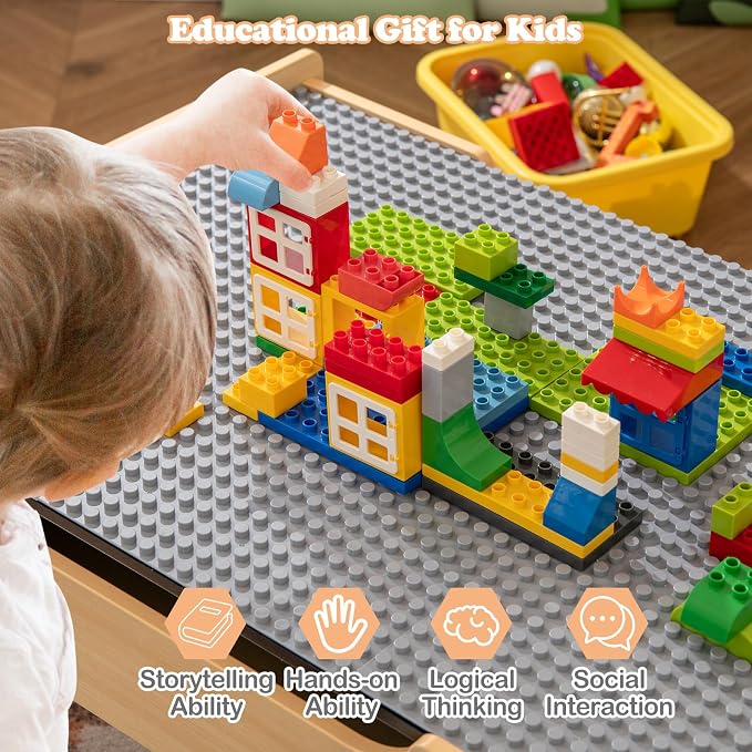 HONEY JOY Train Table, Wooden Kids Activity Table with Storage, 78 Multicolor Pieces, Tracks, Trains, Cars, Toddler Train Table Set with Reversible Tabletop, Gift for Boys Girls Aged 18 Months+