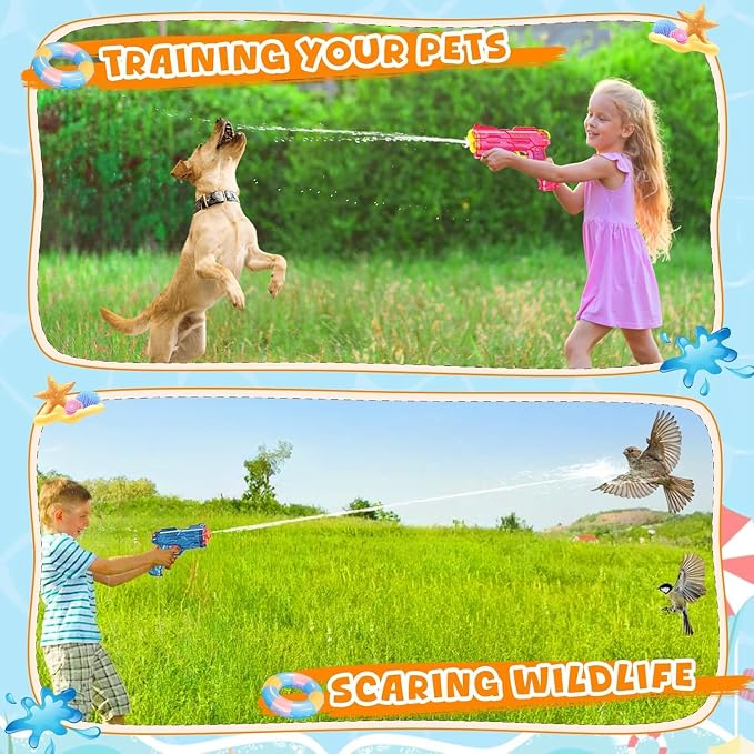 Water Squirt Guns Toys for Kids: Leakproof Super Water Gun for Boys Girls Adults - Small Outdoor Water Gun Toy for Pool Beach Swimming Summer Games Yard Party (2 Pack)
