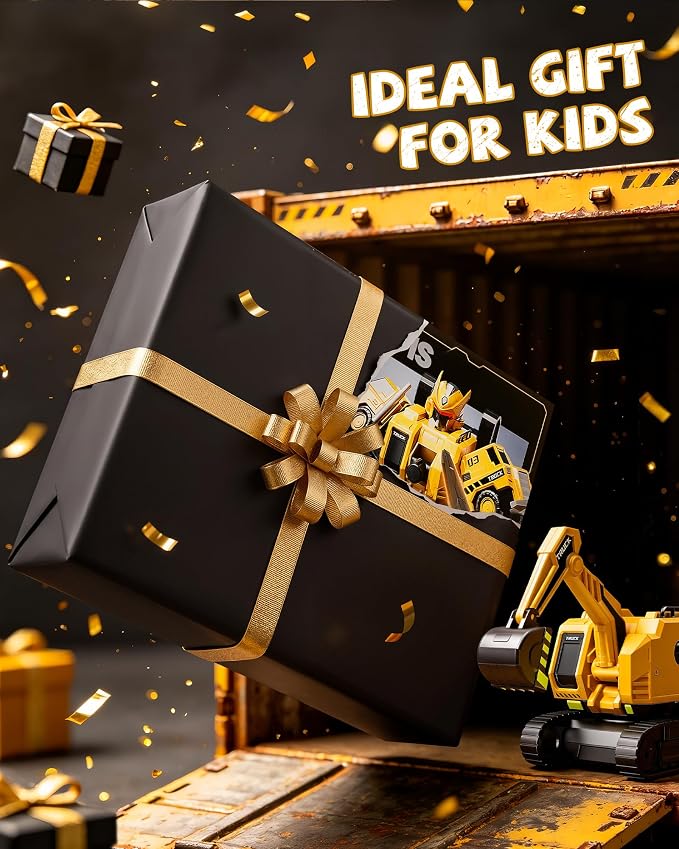 5-in-1 Construction Truck Toys for 3 4 5 6 Year Old Boys, Transform Toys for Boys 4-6, Easy DIY Magnetic Assembly, Birthday Gifts for 3 4 5 6 Year Old Boys, STEM Robot Toys for Boys Kids