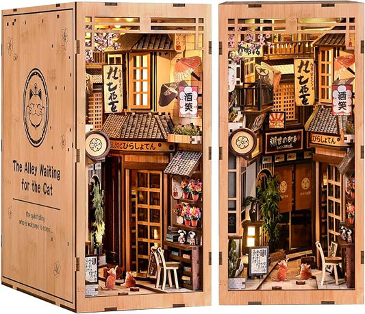 DIY Book Nook Kit with LED Lights | 3D Puzzles for Adults & Teens, Miniatures and Model Building Kits for Bookshelf Decor, Relaxing & Creative Gift for Craft Lovers | Sakura Alley