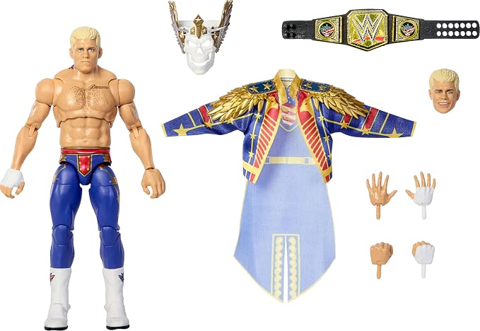 Mattel WWE Ultimate Edition Action Figure & Accessories Including Swappable Heads & Hands, SummerSlam Cody Rhodes 6-inch Collectible Set (Amazon Exclusive)