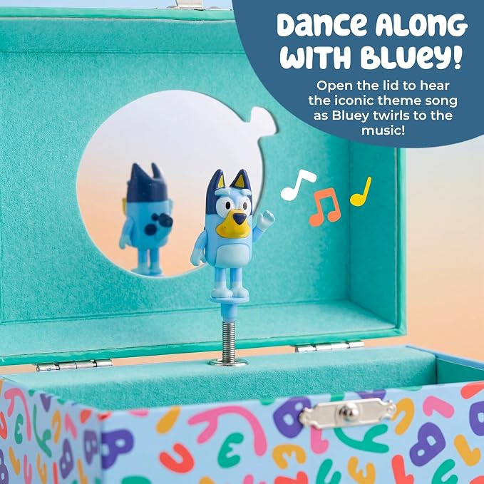 Bluey & Bingo Jewelry Box for Girls Musical Jewelry Box with Spinning Figurine, Bluey & Bingo Toys for Kids Ages 3-5 Plays Bluey Theme Song