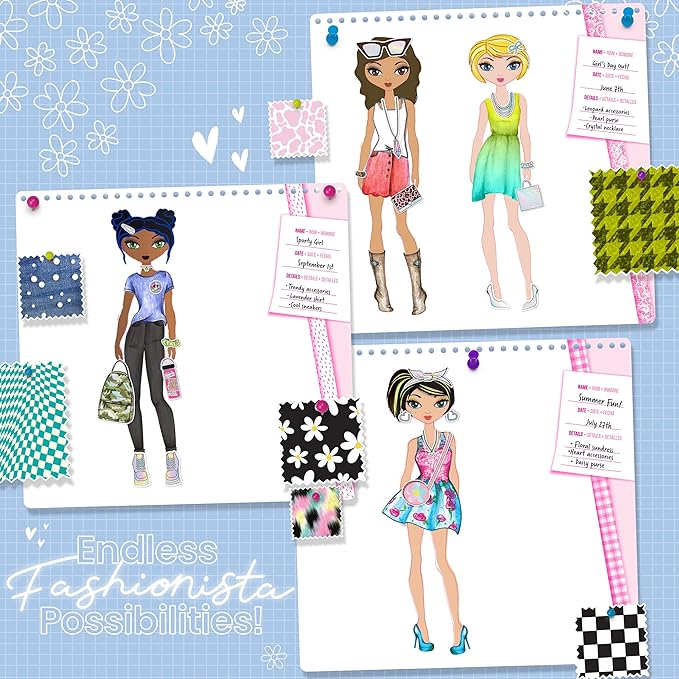 Fashion Angels Fashionista Design Sketch Book Set, Includes Sketch Pad with Stencils, Stickers & Instructions for Inspiration, Ideal Drawing Kit for Kids