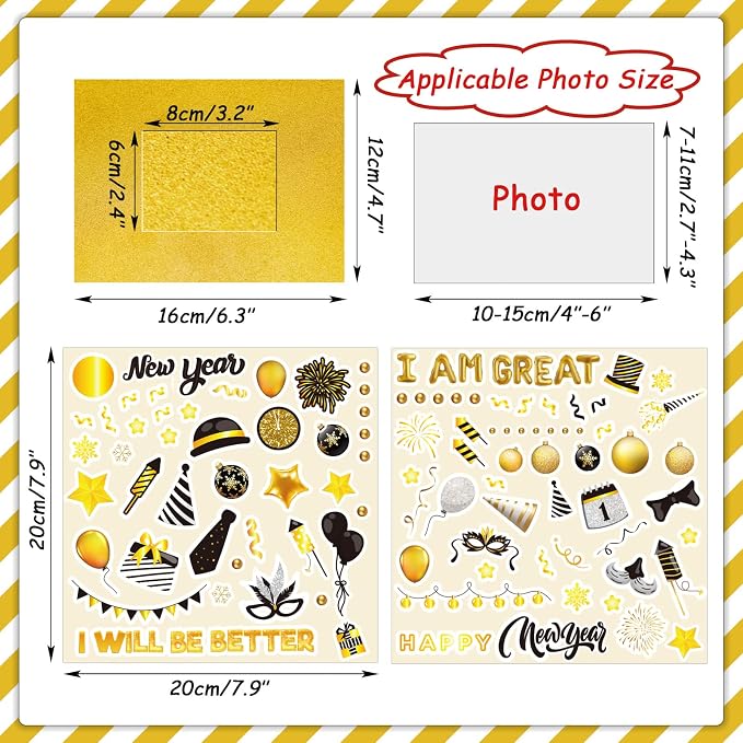 chiazllta 30 Packs Happy New Year Craft Kits for, 2026 New Year Picture Frame DIY Craft Art New Year Party Favor Decor Home Game Activities