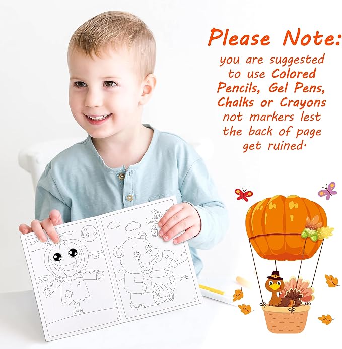 90shine 60PCS Fall Coloring Books for Kids, Thanksgiving Party Favors in Bulk Goodie Bag Stuffers Ages 2-4 3-5 4-8