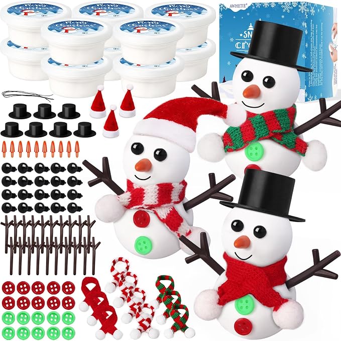 30 Pack Stocking Stuffers for Kids,Christmas Crafts for Kids Bulk,Build a Snowman Crafts Kit Modeling Clay,Christmas Stocking Stuffers Gifts Activities for Boys Girls (10 Snowman)