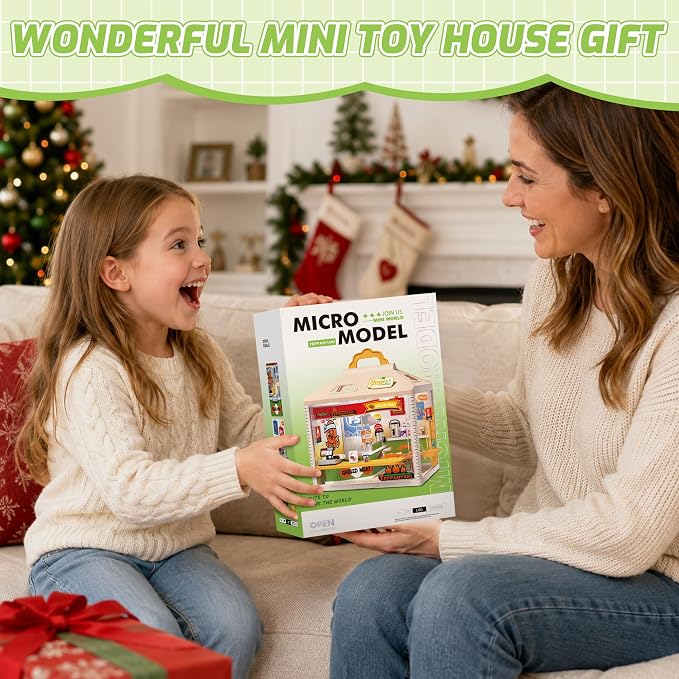 MINDNOOK DIY Miniature House Kit, LED Light-Up Dollhouse, Mini Dollhouse Building Set with Furniture, Craft Hobby Gift for Adults, Teens & Kids Ages 6+ (Teppanyaki)