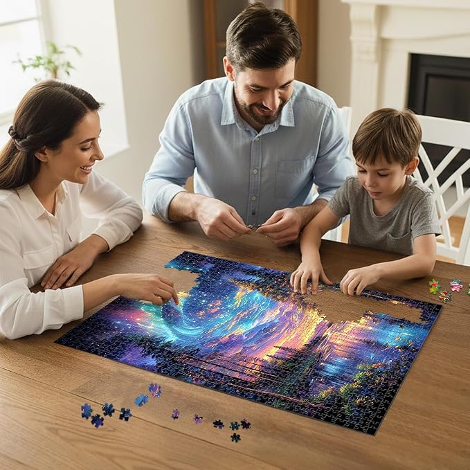 Starry Aurora Lake Puzzles for Adults 1000 Pieces, ImpossibleHard Challenging Jigsaw Puzzles for Adults,Thick Pieces with Matte Finish,Relaxing Night Sky Wall Art Decor,Stress Relief Gifts for Mom Dad