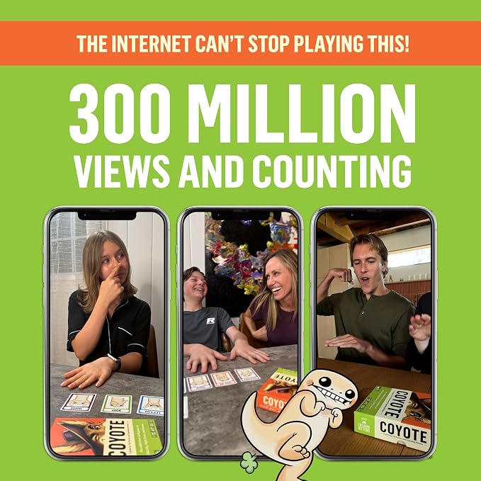 Exploding Kittens Coyote Created by Tim Ferriss | Perfect for Family Fun, Game Night, and Travel | 3-8 Players, 10 Mins, Ages 10 and Up